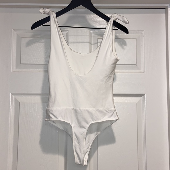 Lulus Pretty Pleased White Tie-Strap Bodysuit - Picture 7 of 7